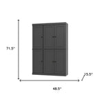72" Gray Solid Wood 8 Pantry Or Storage Closet