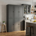 72" Gray Solid Wood 8 Pantry Or Storage Closet