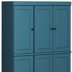 72" Teal Blue Solid Wood 8 Pantry Or Storage Closet
