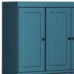 72" Teal Blue Solid Wood 8 Pantry Or Storage Closet