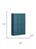 72" Teal Blue Solid Wood 8 Pantry Or Storage Closet