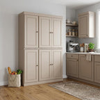 72" Beige Solid Wood 8 Pantry Or Storage Closet