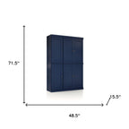 72" Navy Blue Solid Wood 8 Pantry Or Storage Closet