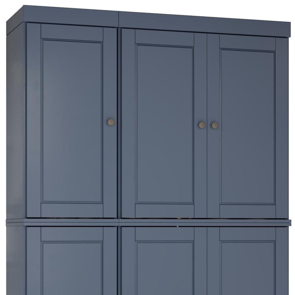 72" French Blue Solid Wood 8 Pantry Or Storage Closet