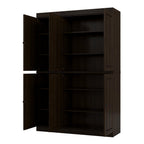72" Espresso Solid Wood 8 Pantry Or Storage Closet