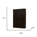 72" Espresso Solid Wood 8 Pantry Or Storage Closet