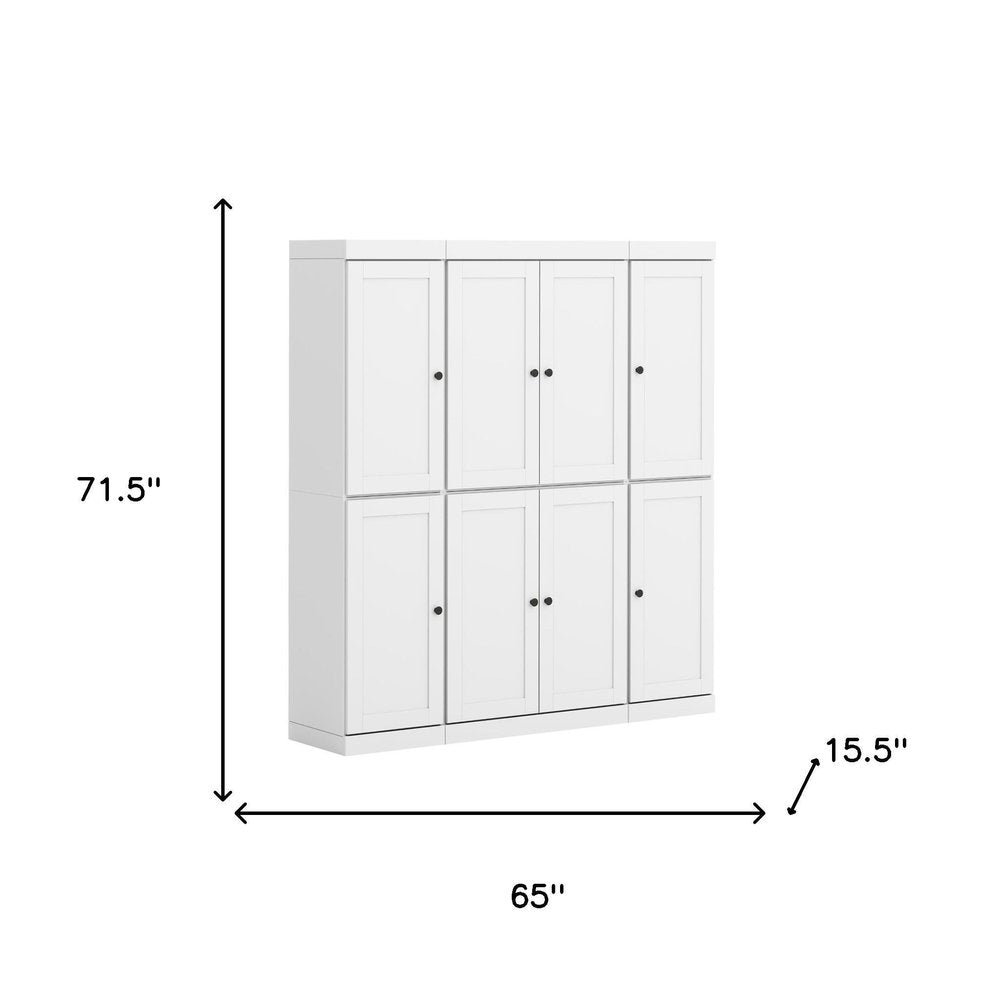 72" White Solid Wood 8 Two Drawer Pantry Or Storage Closet