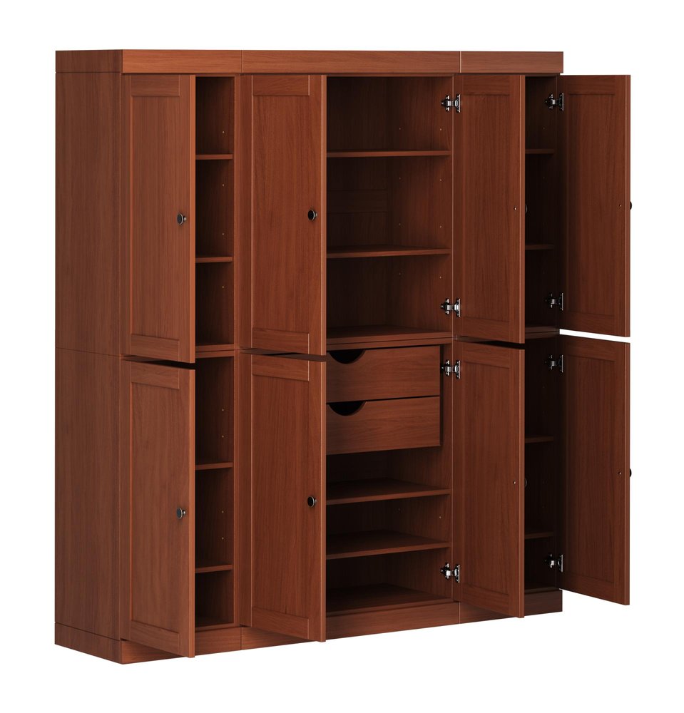 72" Coffee Solid Wood 8 Two Drawer Pantry Or Storage Closet