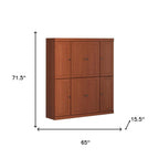 72" Coffee Solid Wood 8 Two Drawer Pantry Or Storage Closet