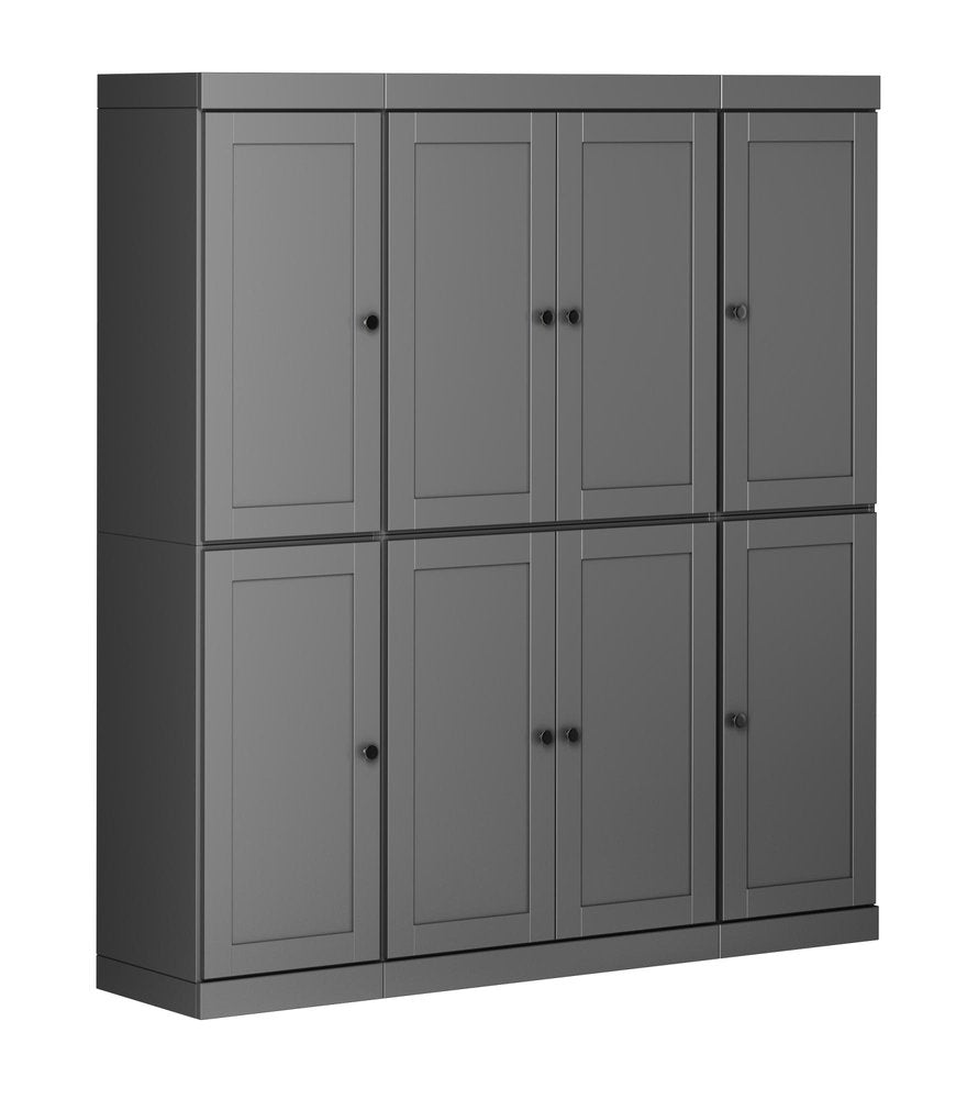 72" Gray Solid Wood 8 Two Drawer Pantry Or Storage Closet
