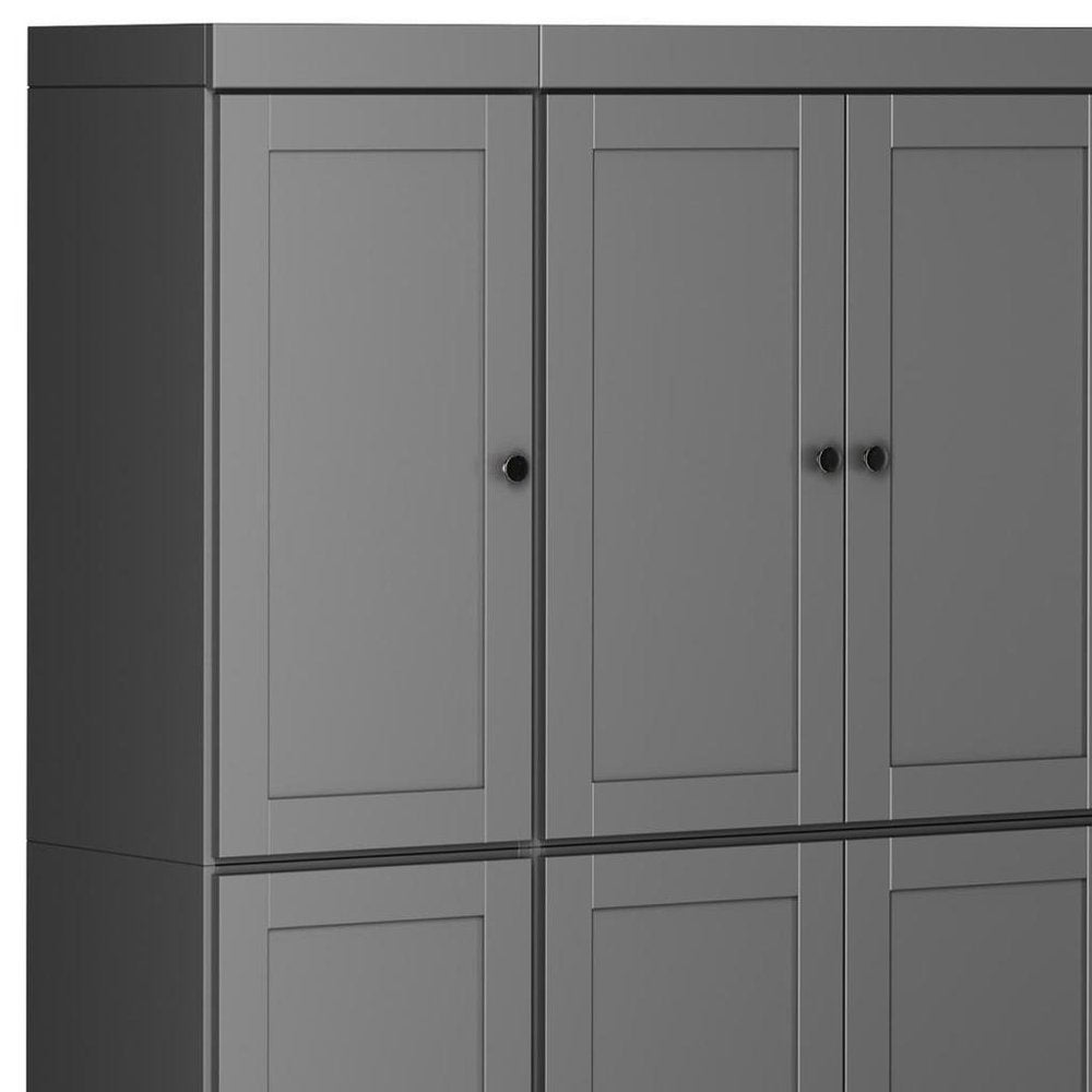 72" Gray Solid Wood 8 Two Drawer Pantry Or Storage Closet