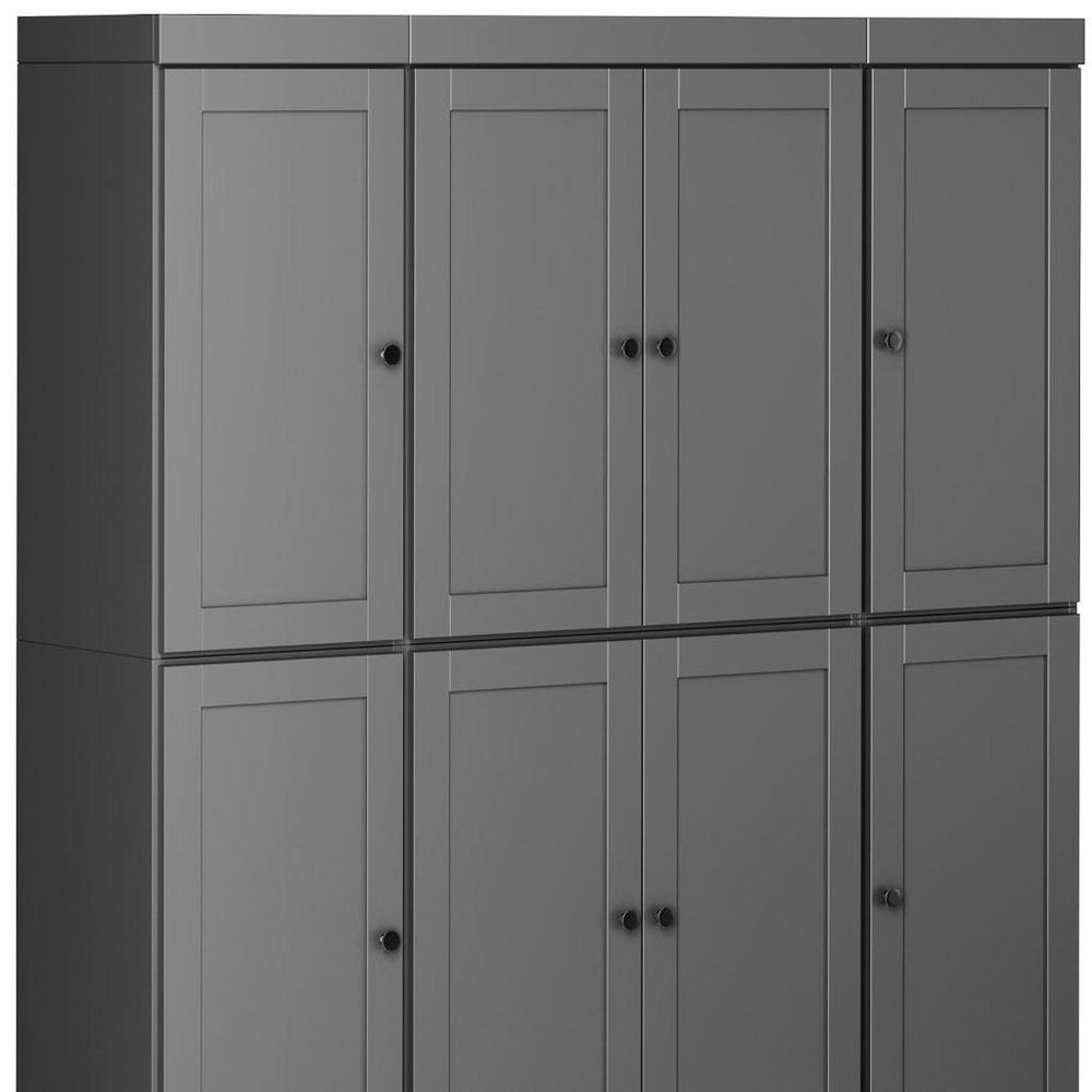 72" Gray Solid Wood 8 Two Drawer Pantry Or Storage Closet