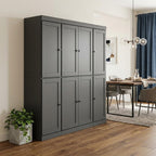 72" Gray Solid Wood 8 Two Drawer Pantry Or Storage Closet