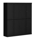 72" Black Solid Wood 8 Two Drawer Pantry Or Storage Closet