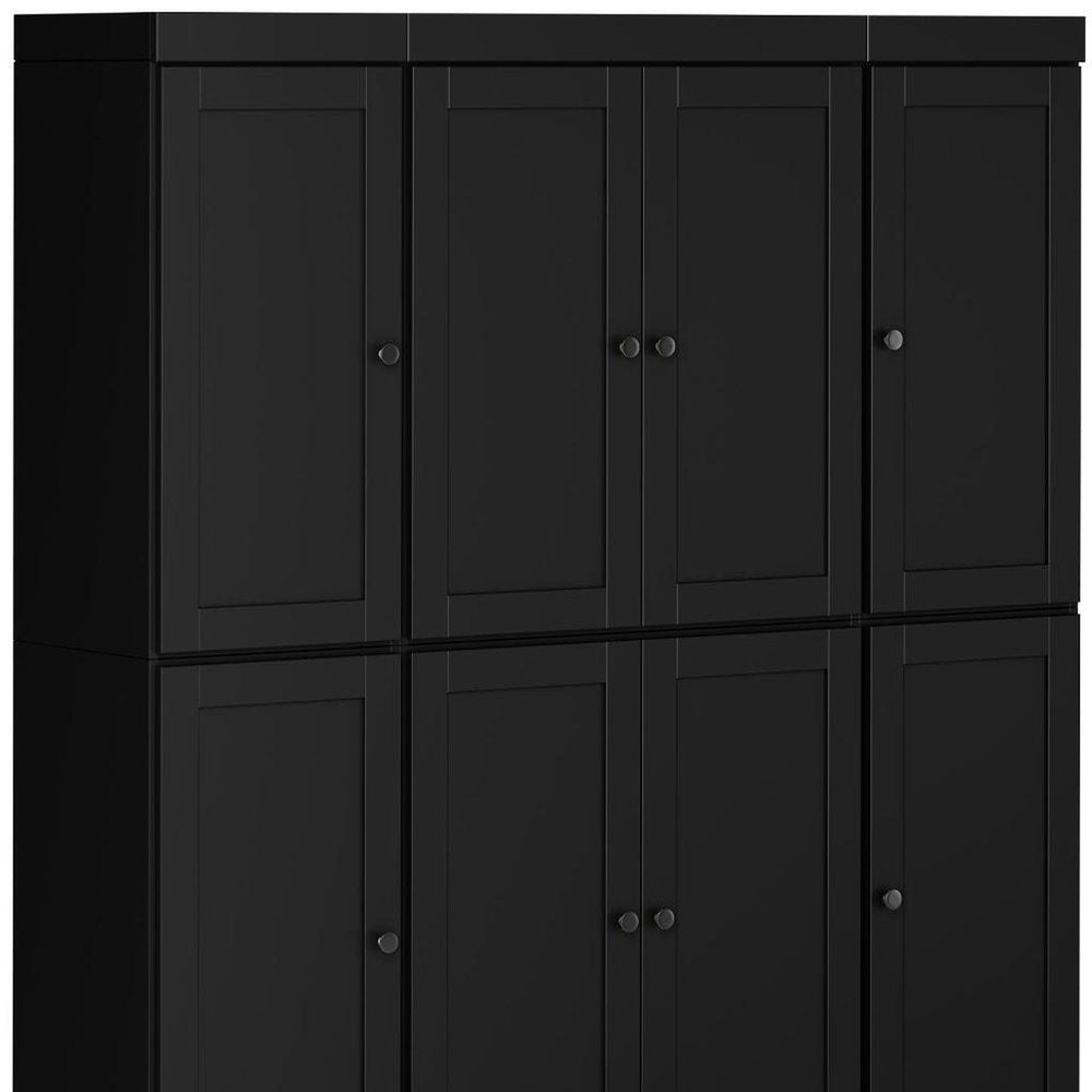 72" Black Solid Wood 8 Two Drawer Pantry Or Storage Closet