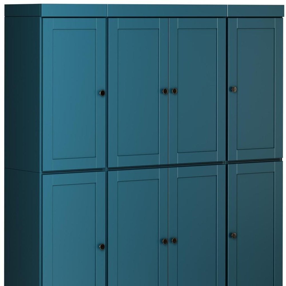 72" Teal Blue Solid Wood 8 Two Drawer Pantry Or Storage Closet