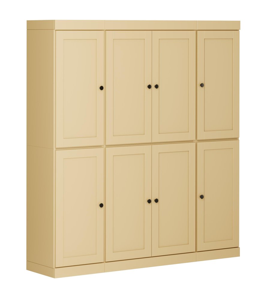 72" Yellow Solid Wood 8 Two Drawer Pantry Or Storage Closet