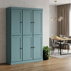 72" Aqua Solid Wood 8 Two Drawer Pantry Or Storage Closet