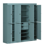 72" Aqua Solid Wood 8 Two Drawer Pantry Or Storage Closet