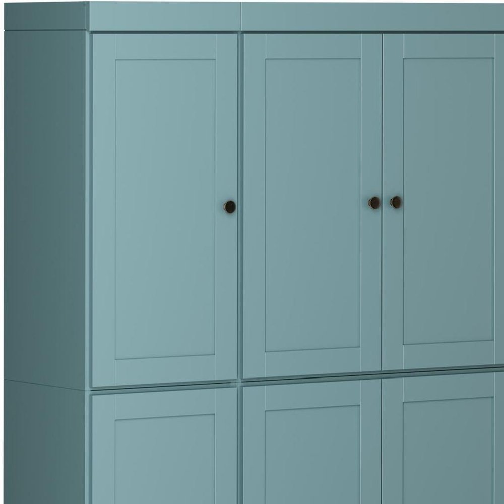 72" Aqua Solid Wood 8 Two Drawer Pantry Or Storage Closet