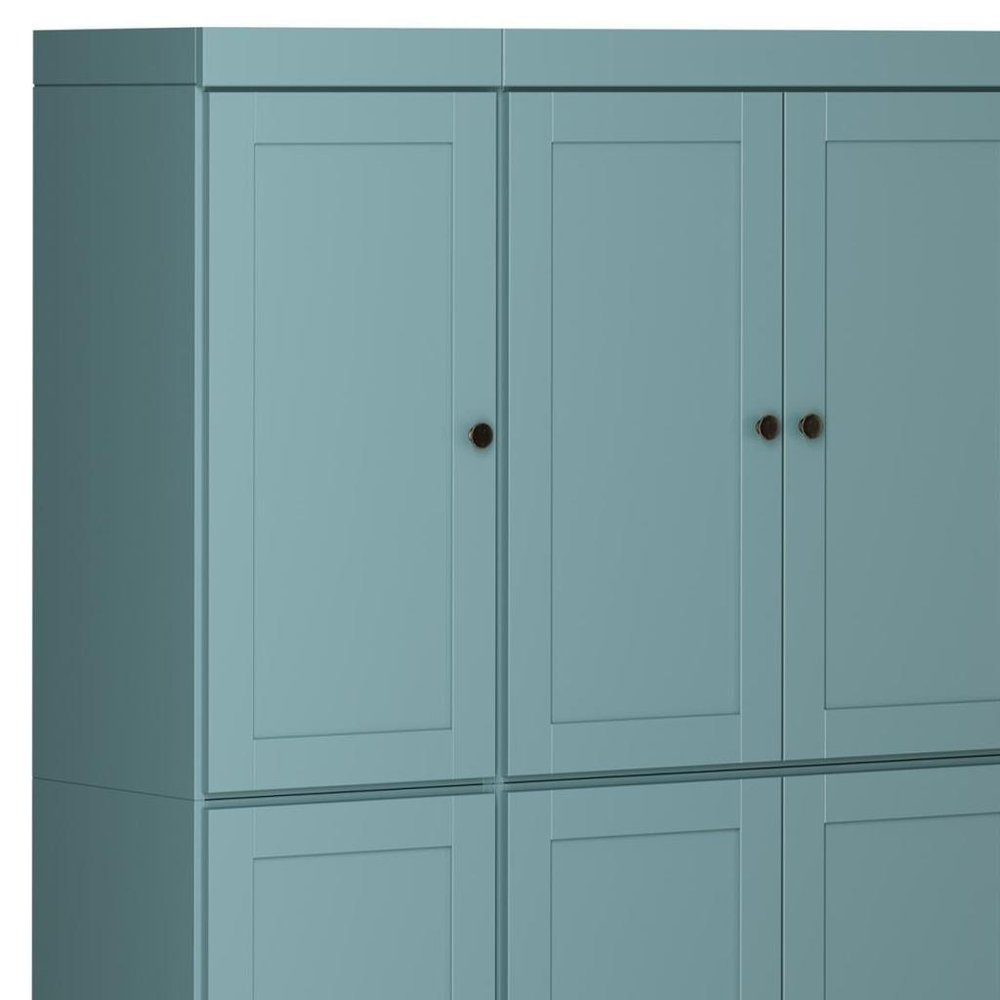 72" Aqua Solid Wood 8 Two Drawer Pantry Or Storage Closet