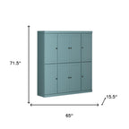 72" Aqua Solid Wood 8 Two Drawer Pantry Or Storage Closet