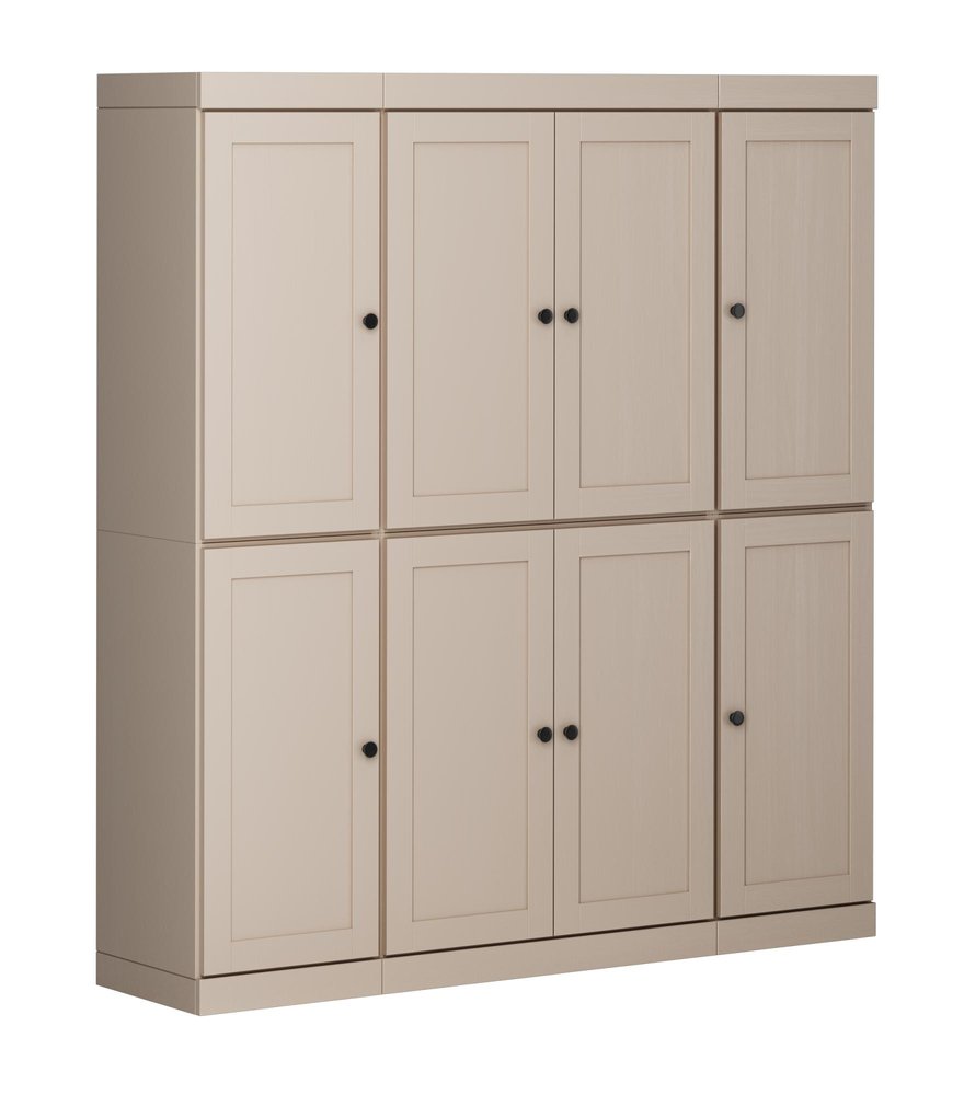 72" Beige Solid Wood 8 Two Drawer Pantry Or Storage Closet
