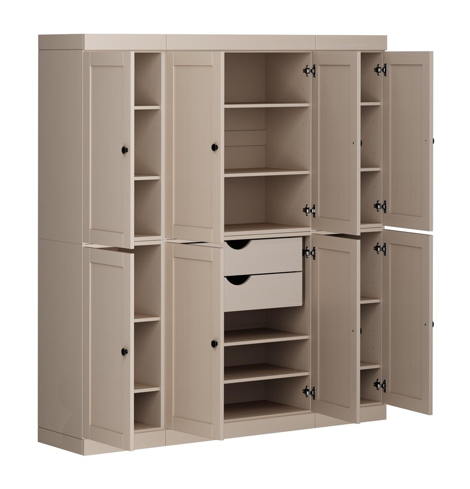 72" Beige Solid Wood 8 Two Drawer Pantry Or Storage Closet