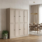 72" Beige Solid Wood 8 Two Drawer Pantry Or Storage Closet