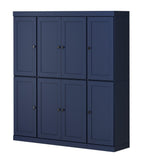 72" Navy Blue Solid Wood 8 Two Drawer Pantry Or Storage Closet