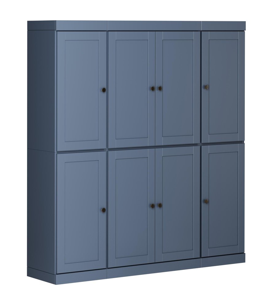 72" French Blue Solid Wood 8 Two Drawer Pantry Or Storage Closet