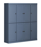 72" French Blue Solid Wood 8 Two Drawer Pantry Or Storage Closet