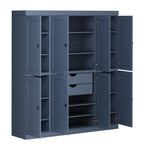 72" French Blue Solid Wood 8 Two Drawer Pantry Or Storage Closet
