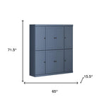 72" French Blue Solid Wood 8 Two Drawer Pantry Or Storage Closet