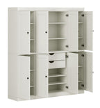 72" Off White Solid Wood 8 Two Drawer Pantry Or Storage Closet