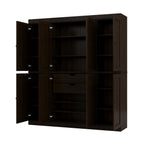 72" Espresso Solid Wood 8 Two Drawer Pantry Or Storage Closet