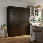 72" Espresso Solid Wood 8 Two Drawer Pantry Or Storage Closet