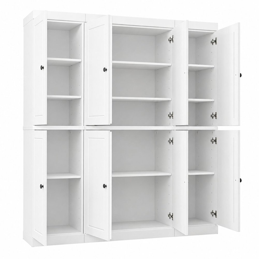 72" White Solid Wood 8 Pantry Or Storage Closet