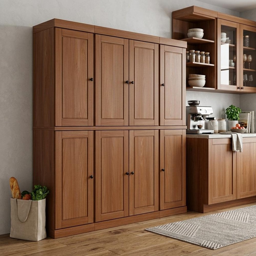 72" Coffee Solid Wood 8 Pantry Or Storage Closet