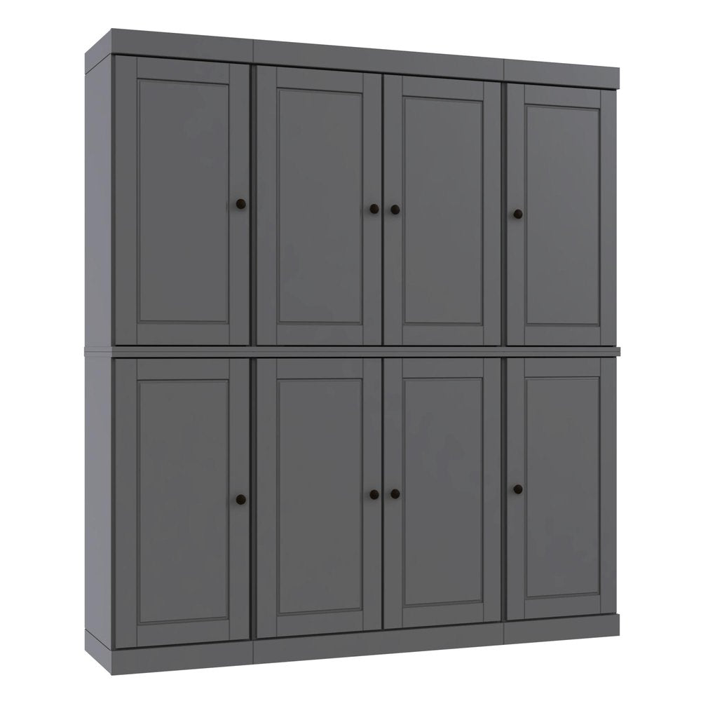 72" Gray Solid Wood 8 Pantry Or Storage Closet