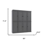 72" Gray Solid Wood 8 Pantry Or Storage Closet