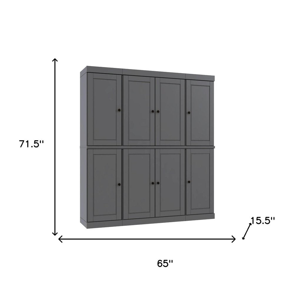 72" Gray Solid Wood 8 Pantry Or Storage Closet