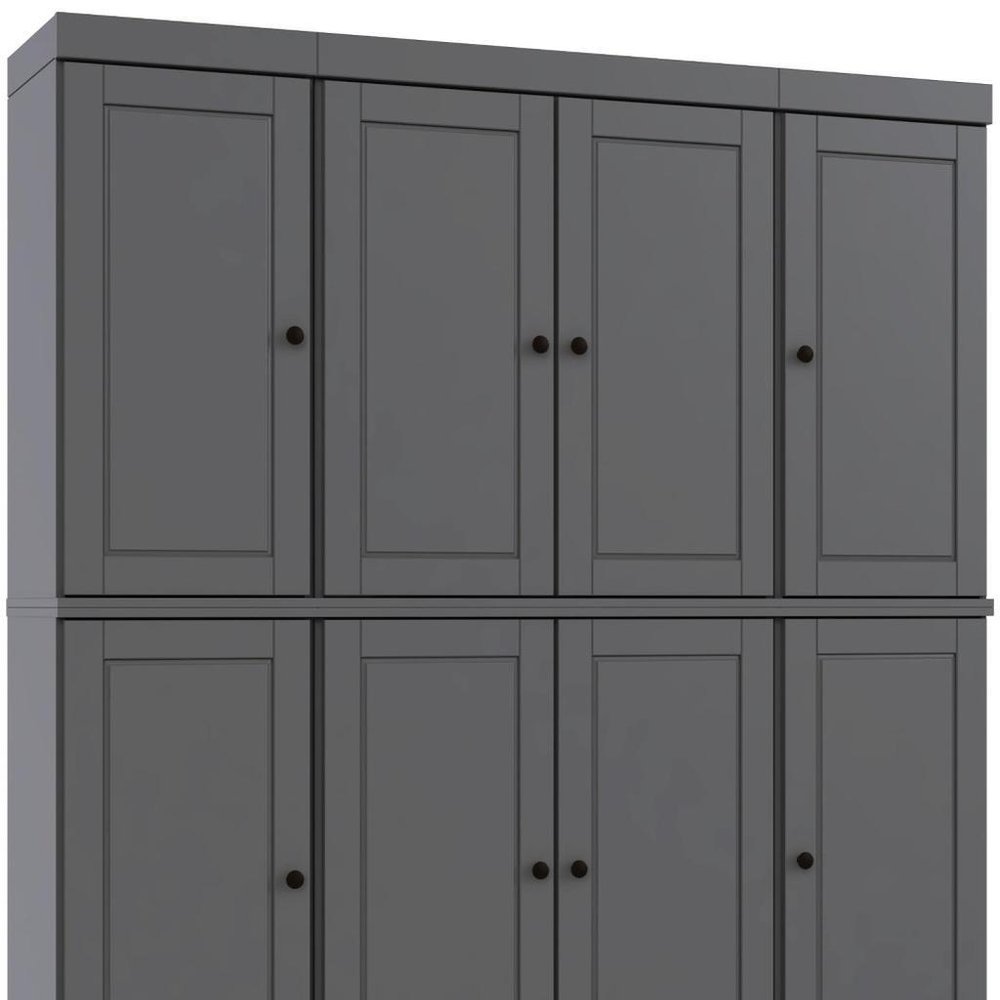 72" Gray Solid Wood 8 Pantry Or Storage Closet