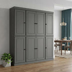 72" Gray Solid Wood 8 Pantry Or Storage Closet
