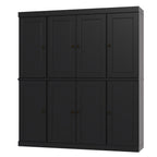 72" Black Solid Wood 8 Pantry Or Storage Closet