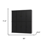 72" Black Solid Wood 8 Pantry Or Storage Closet