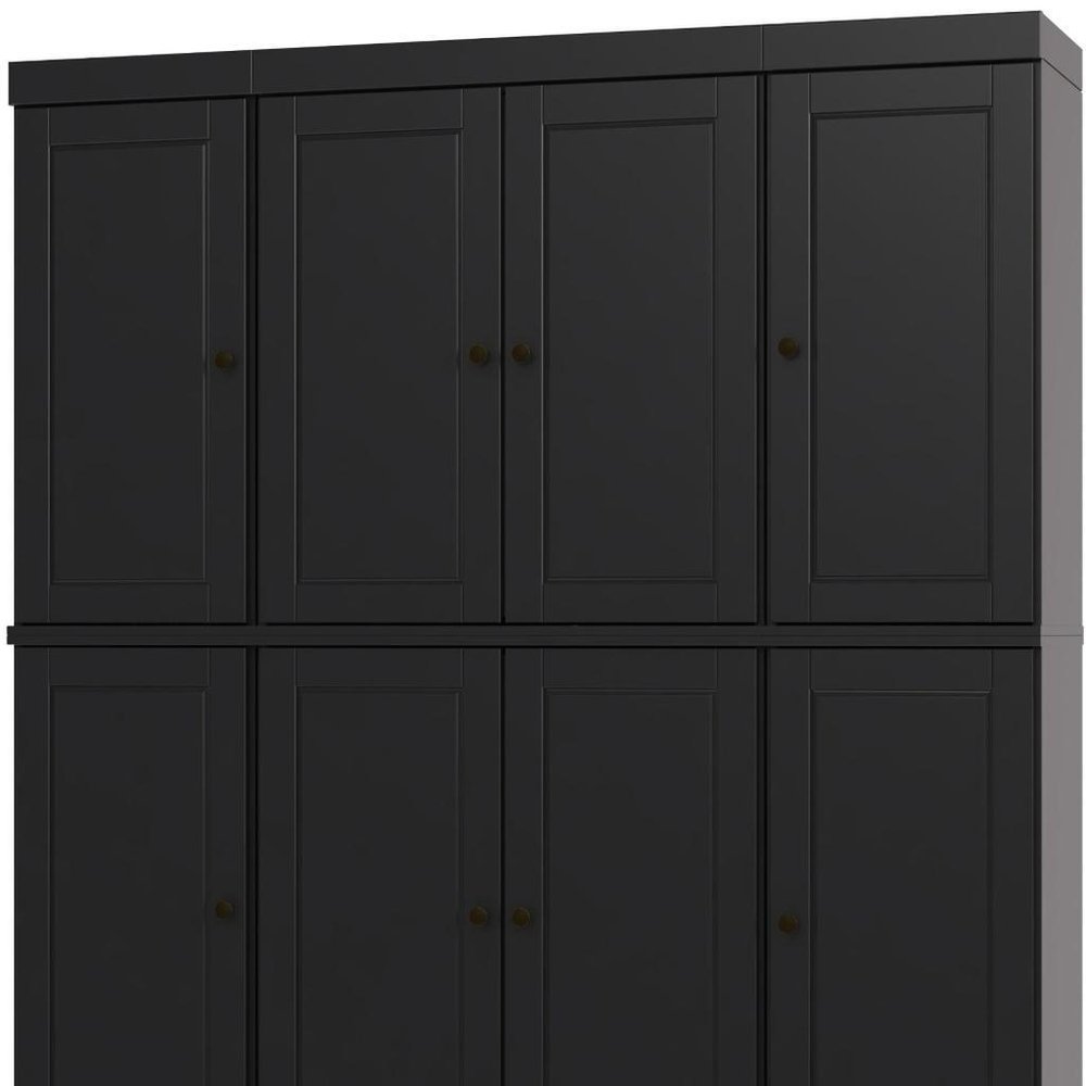 72" Black Solid Wood 8 Pantry Or Storage Closet