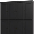 72" Black Solid Wood 8 Pantry Or Storage Closet