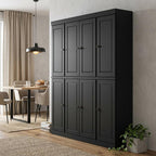 72" Black Solid Wood 8 Pantry Or Storage Closet