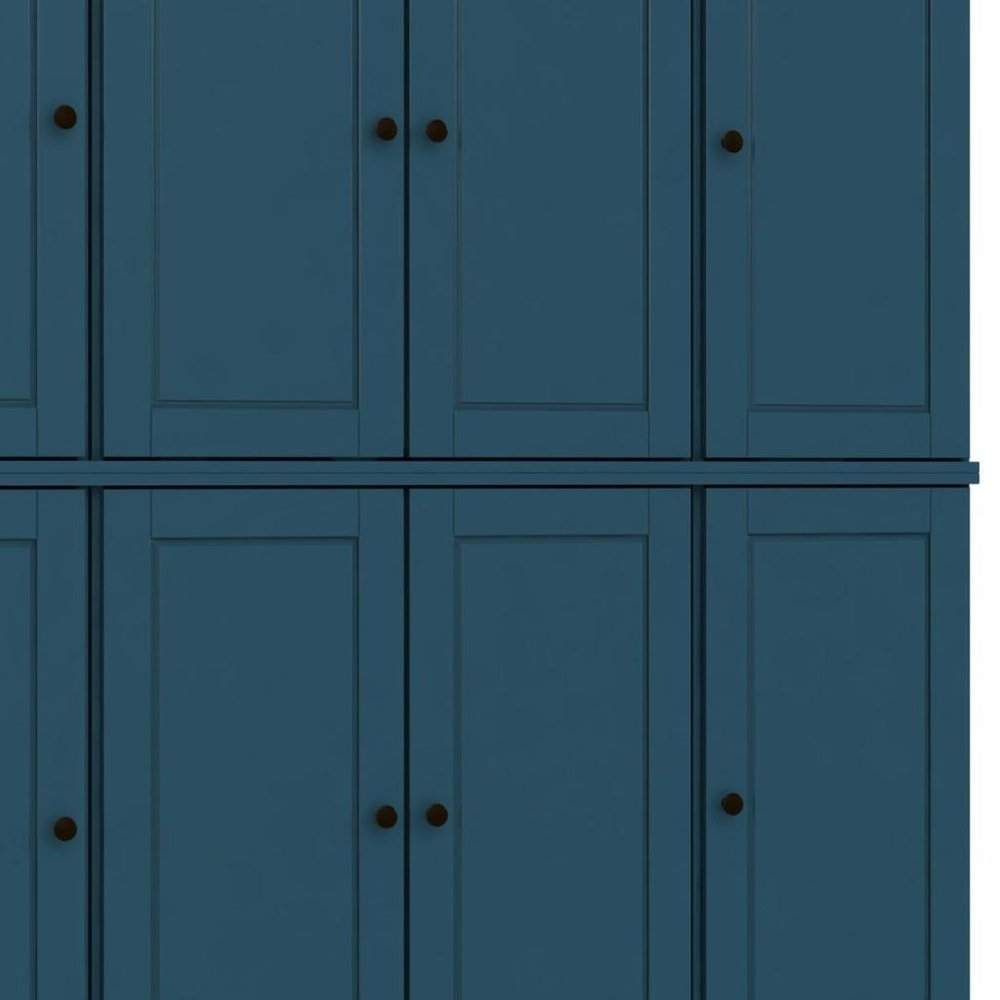 72" Teal Blue Solid Wood 8 Pantry Or Storage Closet
